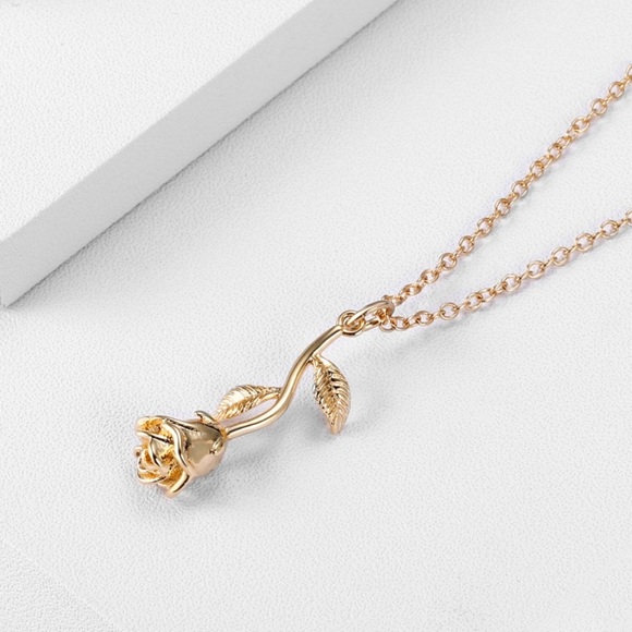 “Beauty & the Beast" Rose Dainty Elegant Necklace - Picture 10 of 12